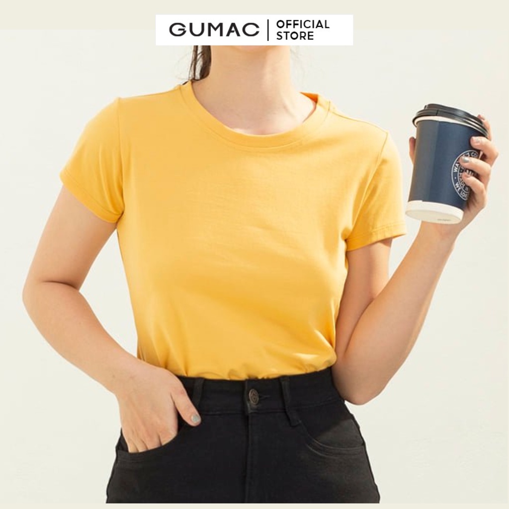 Áo thun nữ cơ bản cổ tròn thời trang GUMAC ATC03018 - chất liệu cotton - mẫu mới