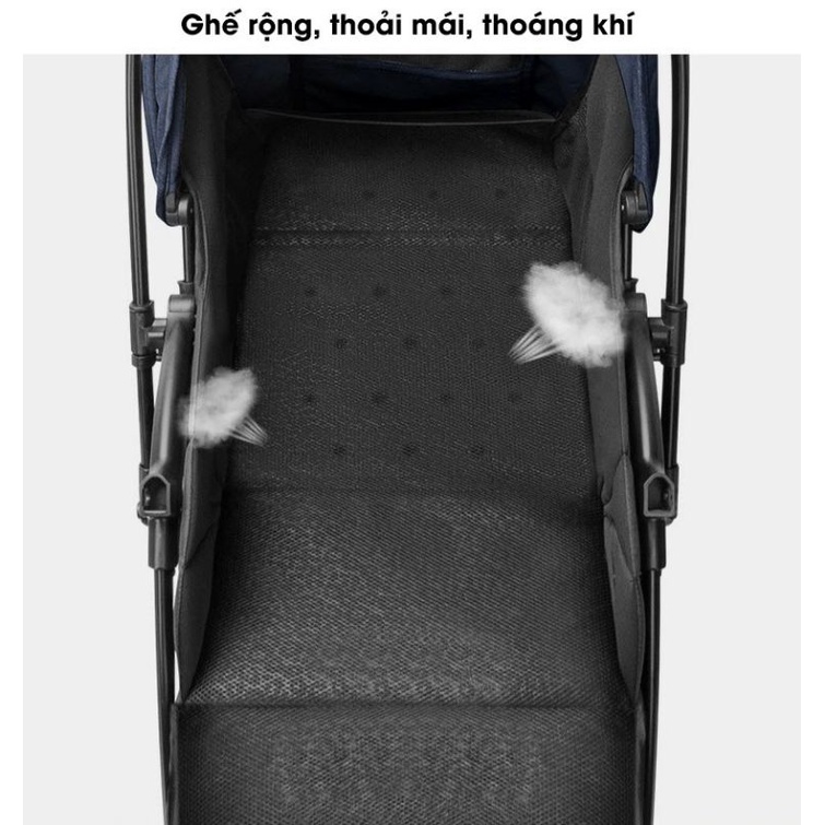 Xe đẩy 2 chiều Seebaby T08 phiên bản mới, có lò xo giảm xóc kèm đệm mềm và màn chống muỗi - Bảo hành 1 năm