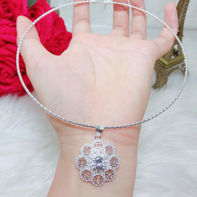 Kiềng bạc mặt hoa kim tiền