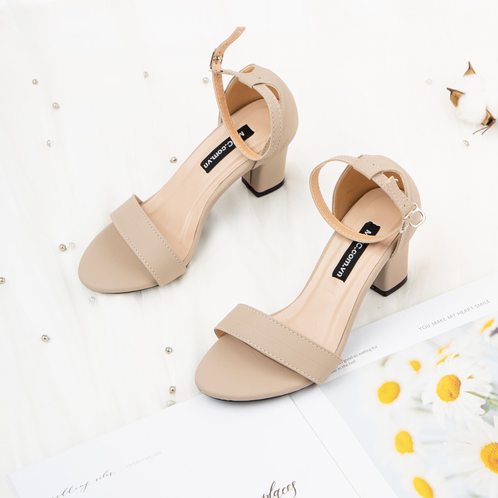 [Mã SKAMFSW175 giảm 10K đơn 50K] Giày Sandal Cao Gót MWC Đế Vuông 7CM Quai Ngang Thanh Lịch NUCG- 3548