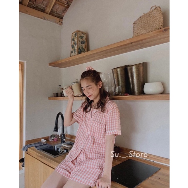 [Ảnh thật/Video]Set đồ mặc nhà có tặng kèm chun buộc tóc Bộ pịama chất đẹp | BigBuy360 - bigbuy360.vn