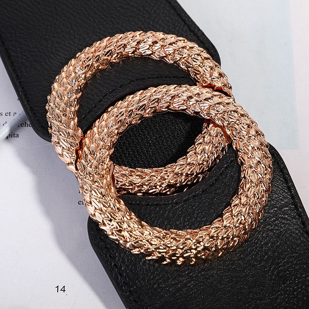 Thắt lưng da PU bản rộng co giãn có khóa tròn điều chỉnh được phong cách Hàn Quốc đơn giản cho nữ BACK2LIFE