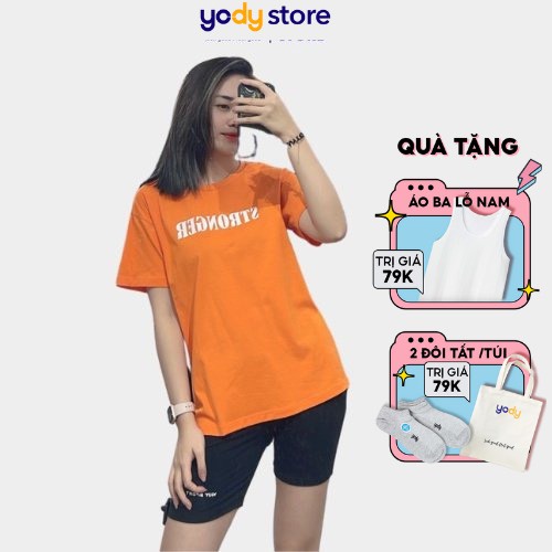 Bộ đồ nữ YODY mặc nhà quần đùi chất cotton thoải mái thoáng mát - BDN5072