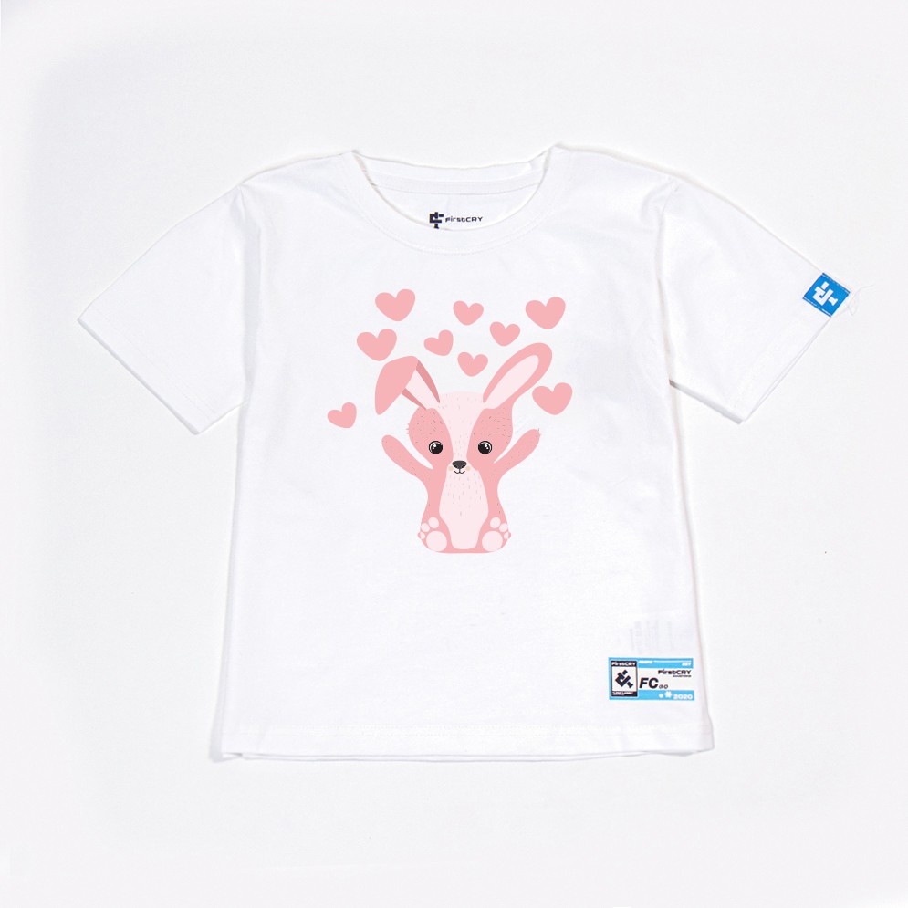 áo thun trẻ em bé trai và bé gái in thỏ hồng - fc fítcry