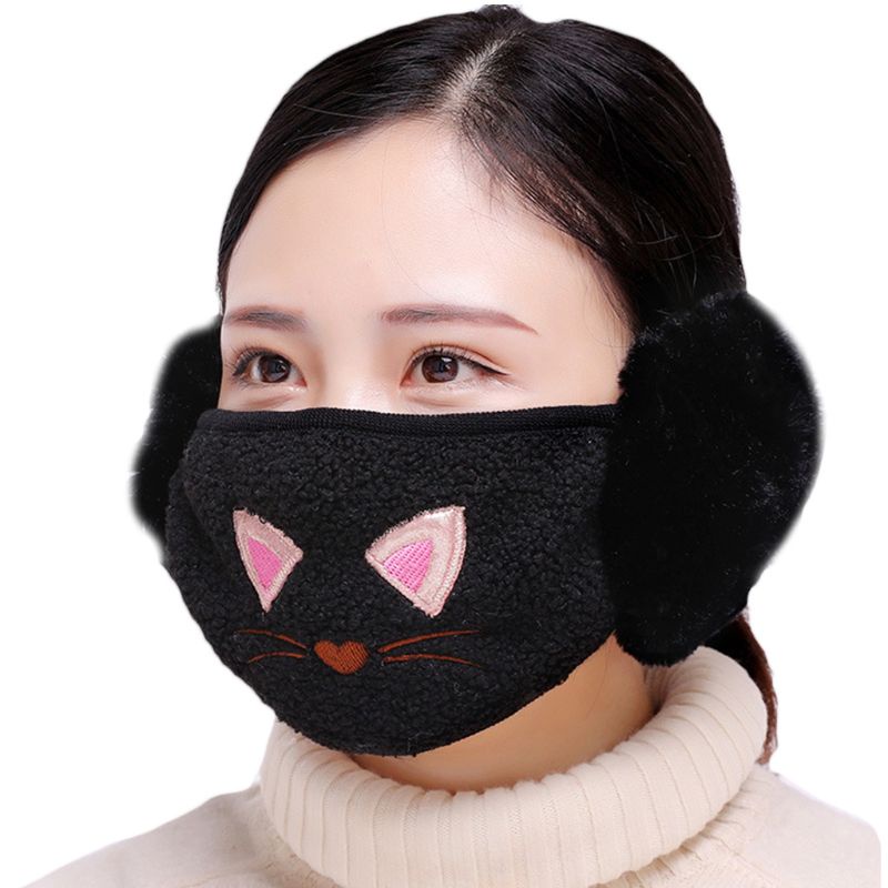Bông Chụp Tai Chống Gió Bằng Vải Cotton Thêu Họa Tiết Hoạt Hình Dễ Thương
