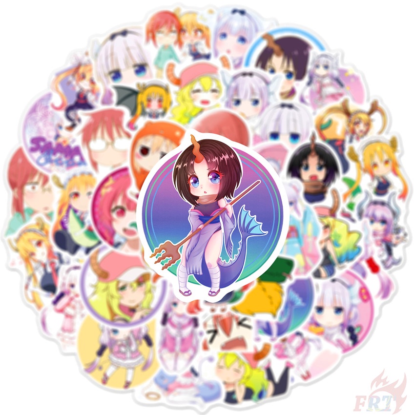 Bộ 50 miếng dán họa tiết anime Kobayashi 's Dragon Maid dòng 05 trang trí vali máy tính xách tay