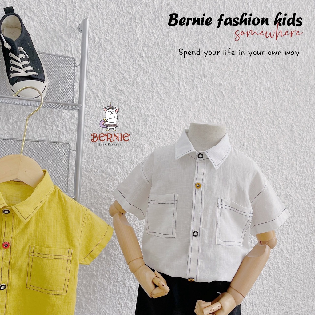 Áo sơ mi bé trai cổ đức, áo sơ mi chỉ nổi cá tính Bernie