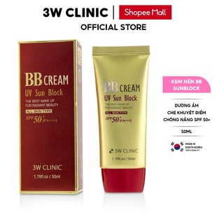 Kem nền trang điểm che khuyết điểm chống nắng BB Cream UV Sun Block 3W Clinic Hàn Quốc 50ml