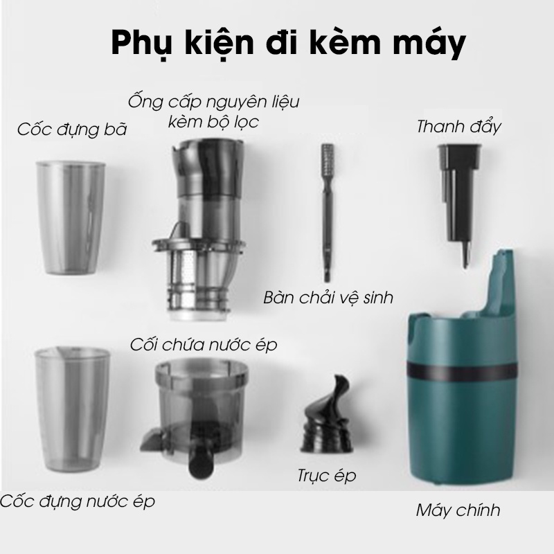 Máy ép chậm Mokkom - Model Mk-199 - Máy ép hoa quả tốc độ chậm thế hệ mới - Ép nguyên quả - Kiệt bã
