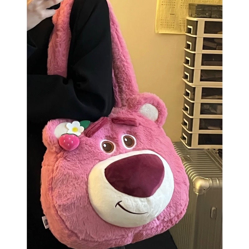 Túi tote xinh xắn hình gấu dâu tây thiết kế thời trang và tiện lợi kích thước lớn 35 X 8 X 30 CM - phù hợp với laptop 14 inch