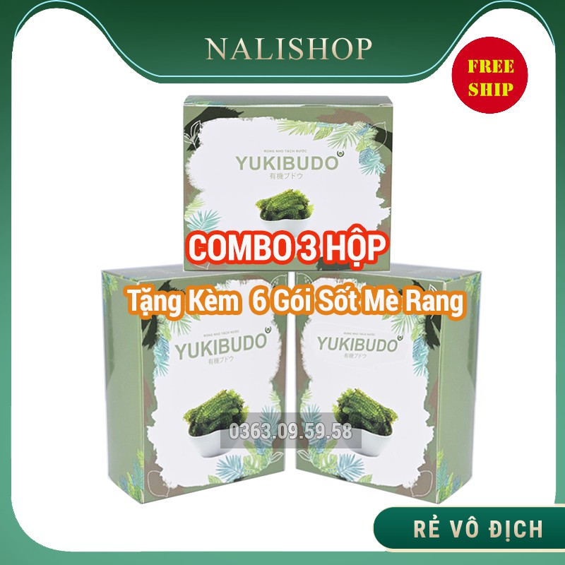 [CÀNG MUA CÀNG RẺ] Combo 3 Hộp Rong Nho Tách Nước Yukibudo Chính Hãng Tặng Kèm 6 Nước Sốt Mè Rang 💥Siêu Khuyến Mại💥