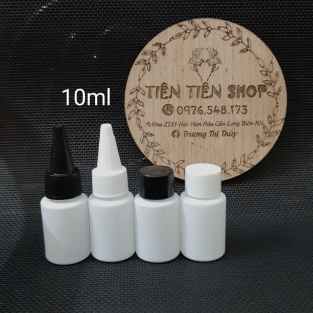 Chai thủy tinh sơn trắng vai vuông 10ml nắp vặn