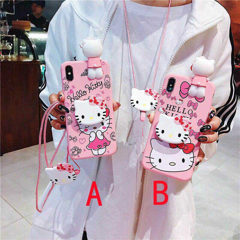 Ốp Lưng Điện Thoại Có Giá Đỡ Hình Hello Kitty Cho Oppo A31 A5 2020 A9 A2020 A31 A91 A95 A1K A3S A5S A12 A7 F1S F3 Plus F9 F11 Pro F3 F5 F7