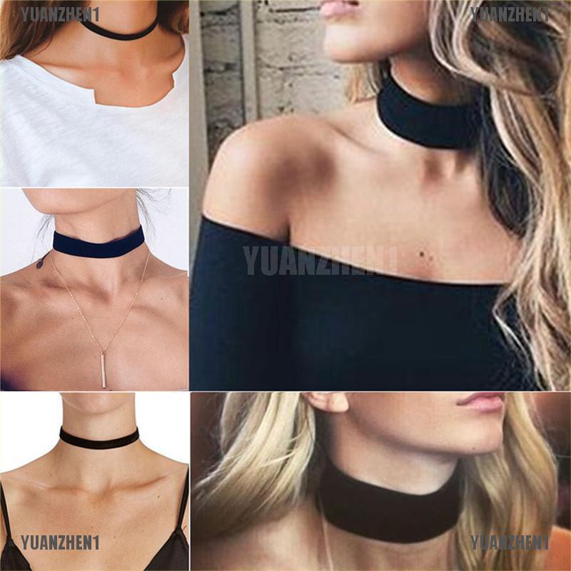 [YUANZHEN1] Vòng Cổ Choker Nhung Đen Handmade Phong Cách Gothic Cổ Điển