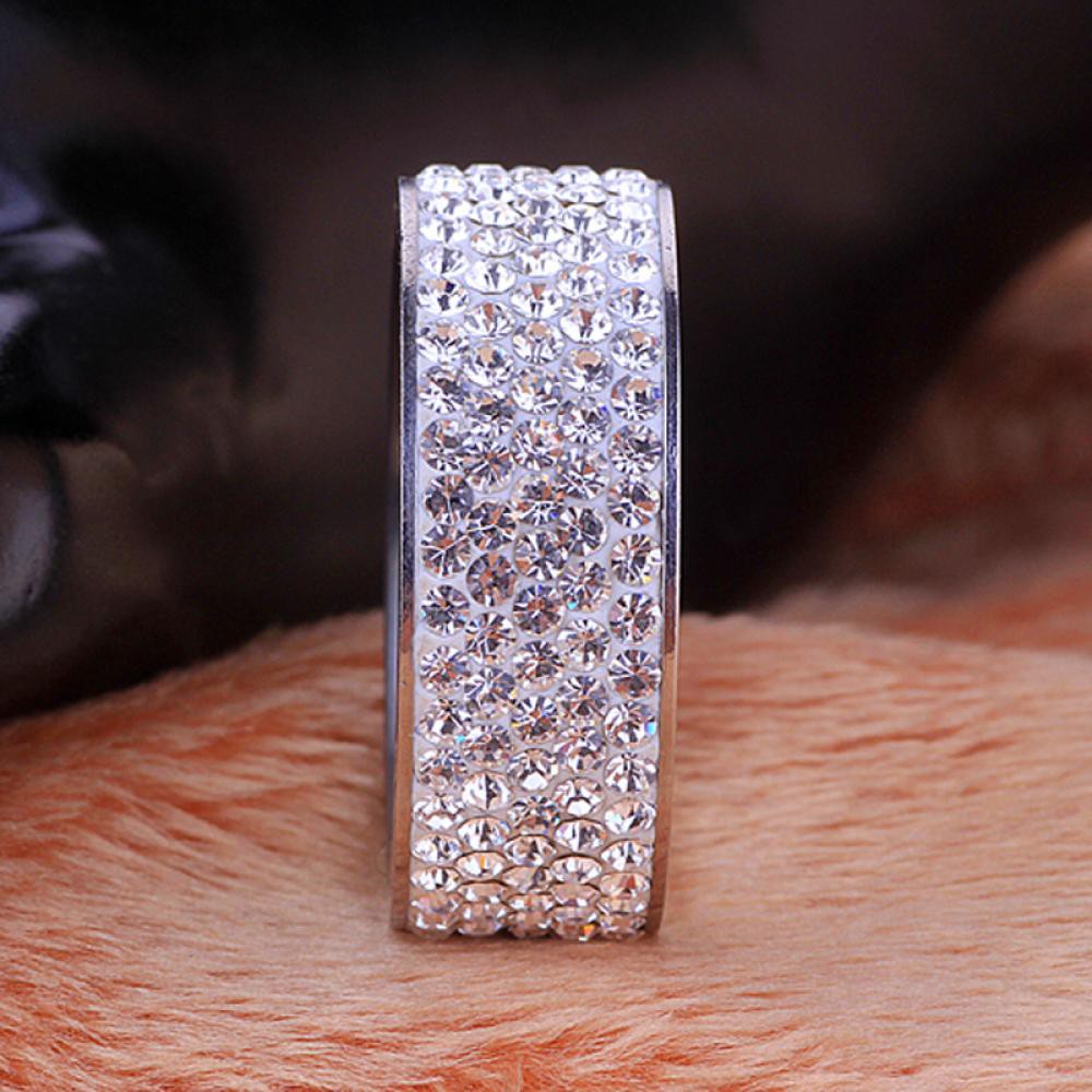 Nhẫn Đính Đá Zircon 8mm Bằng Thép Không Gỉ Nhiều Màu Thời Trang Unisex Size 8-12