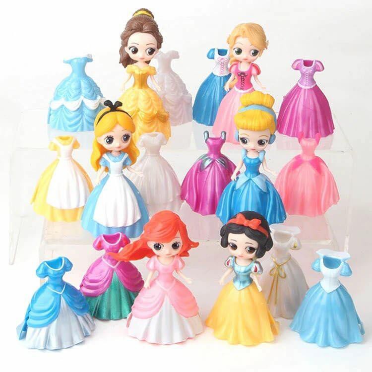 ĐỒ CHƠI 6 CÔNG CHÚA DISNEYTHAY VÁY NHỰA TẶNG KÈM 18 VÁY THAY ĐỔI