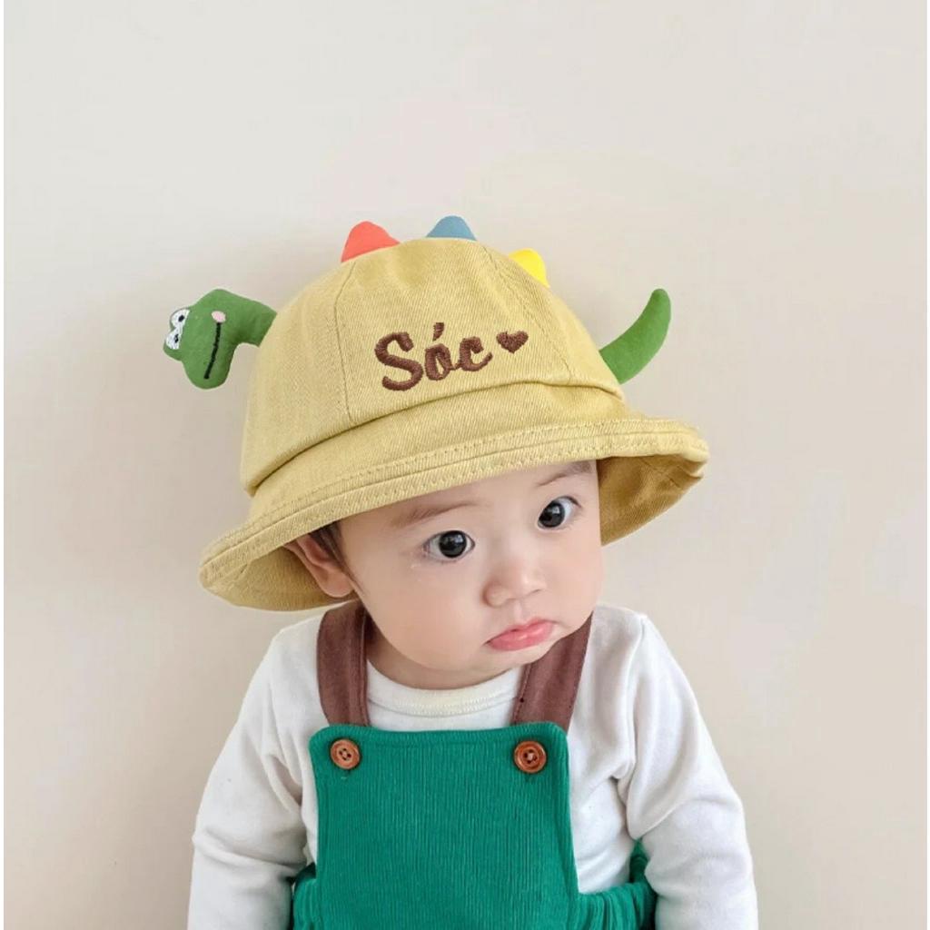 MUP 193 : Mũ vành khủng long cute thêu tên cho bé theo yêu cầu