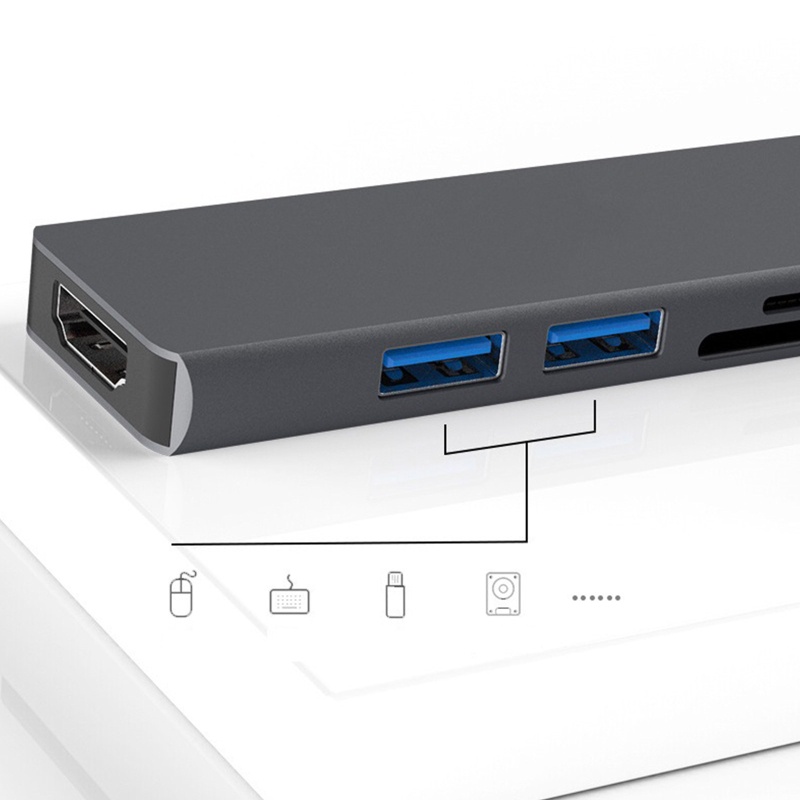Bộ Hub USB C 5 Trong 1 Tốc Độ Cao Đầu Đọc Thẻ Nhớ SD / TF Chuyển Đổi USB3.0 4K 30Hz