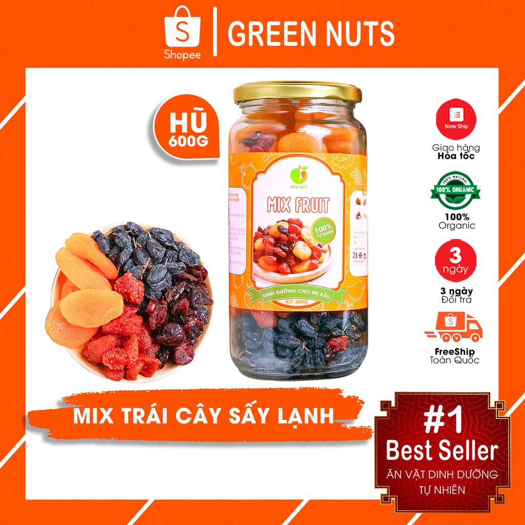 [SIÊU DEAL 3 NGÀY] MIX TRÁI CÂY SẤY LẠNH NHẬP KHẨU GIẢM NGHÉN CHO MẸ BẦU LOẠI 600gr