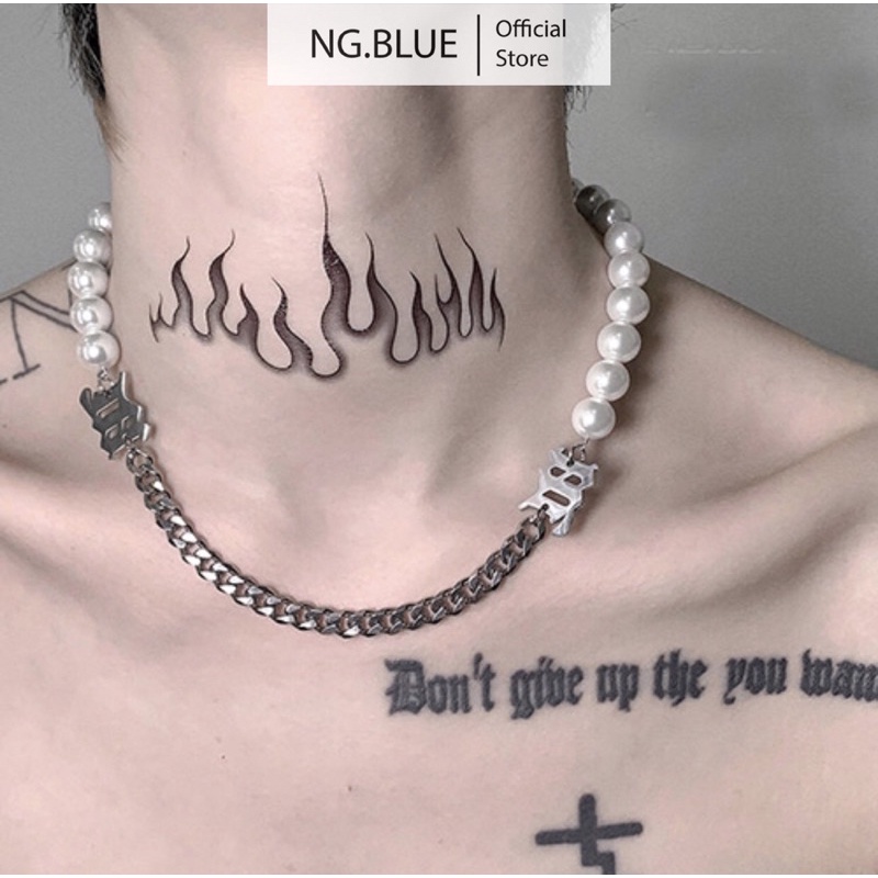 Dây chuyền ngọc trai nhân tạo phong cách hiphop cho nam và nữ,vòng cổ ngọc trai nhân tạo phong cách hiphop .