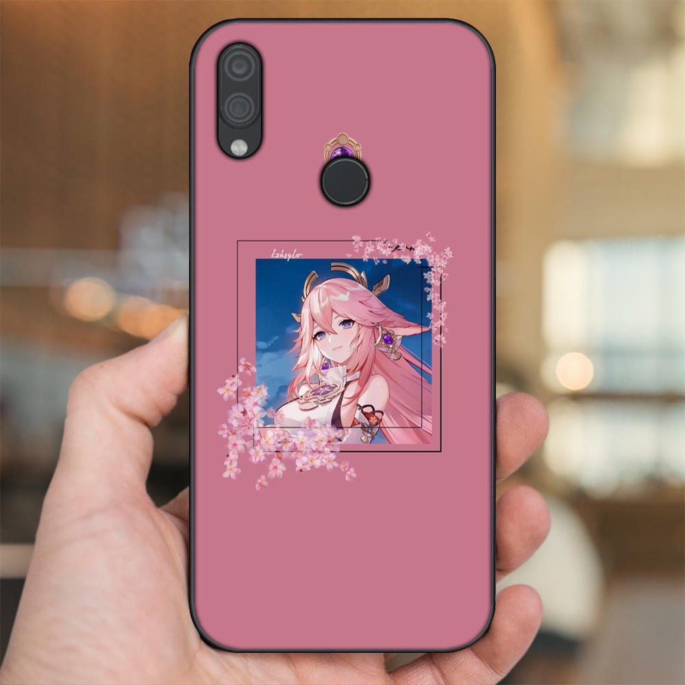 Ốp lưng Xiaomi Redmi Note 7, Note 7 Pro viền đen in hình Yae Miko Genshin Impact