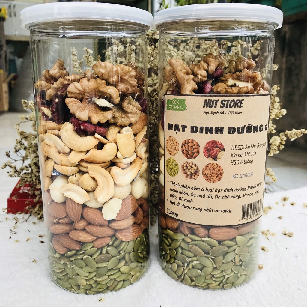 Hạt dinh dưỡng mix 6 loại rang nguyên vị Nut Store 500g - ăn kiêng, cho bé, bà bầu