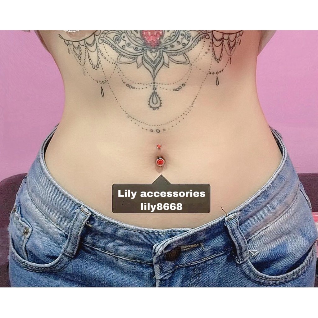 BELLY RING khuyên titan rốn kim nhiều màu không gỉ không đen không dị ứng