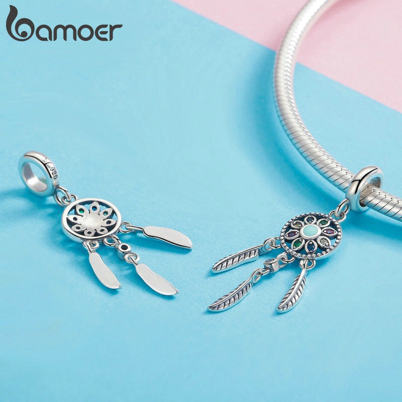 Hạt charm Bamoer hình Dreamcatcher phối đá độc đáo