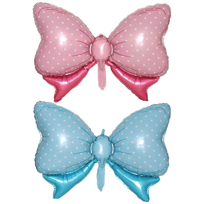 Bóng hình nơ xanh, nơ hồng trang trang trí sinh nhật, party size đại Fubao Store