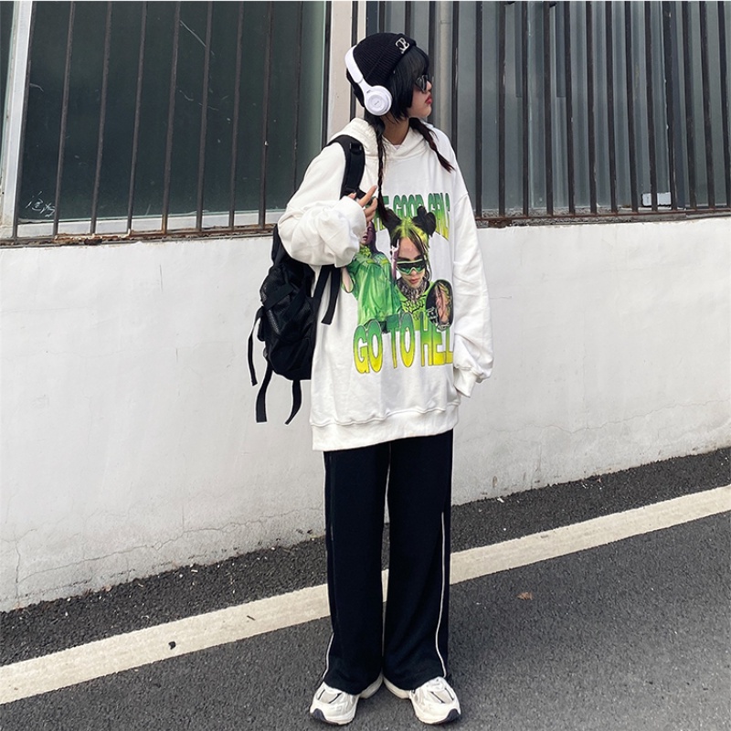 Áo hoodie tay dài dày dặn in hình Billie Eilish phong cách Âu Mỹ size M-3XL thời trang cho nam