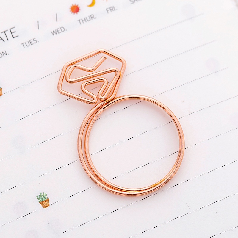 Cute cartoon metal bookmark paper clip rose gold bending pin personality simple modeling creative student bookmark folder