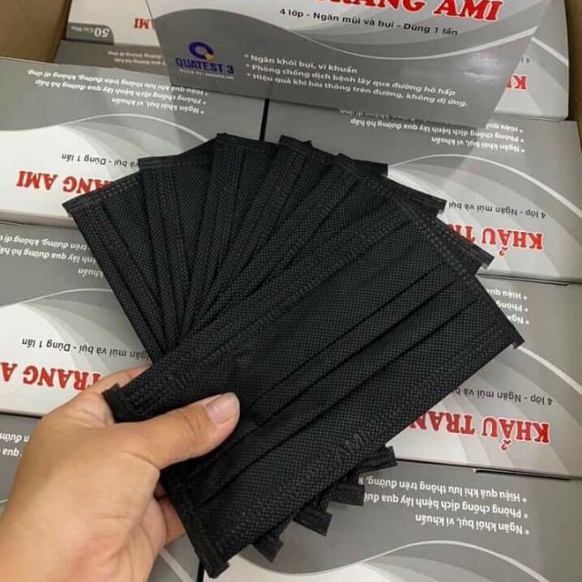 Combo 5 hộp Khẩu Trang Y Tế AMI 4 lớp màu Trắng, Xám, Đen, Xanh (50 chiếc 1 hộp)