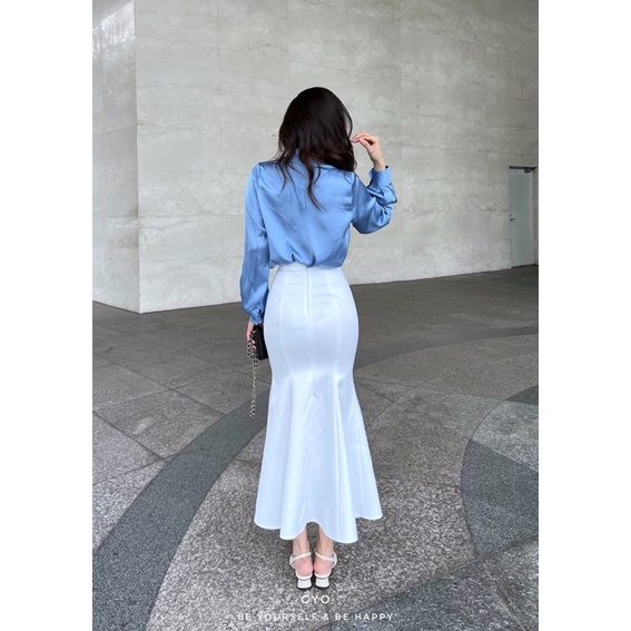 Áo Sơ Mi Lụa Xanh Thời Trang Gyo Made !!!!