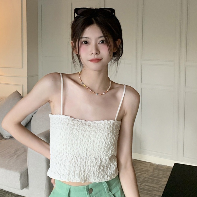 Áo Croptop Hai Dây Màu Trơn Dáng Ôm Thời Trang Quyến Rũ Cho Nữ