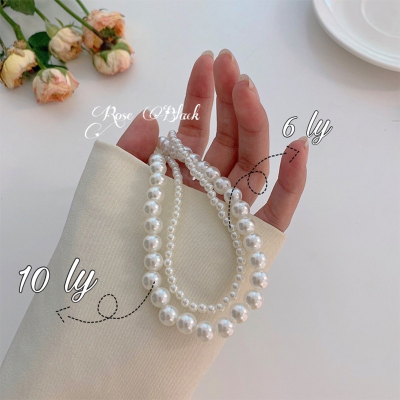 choker 2 line hạt giả ngọc vintage mã JL-989