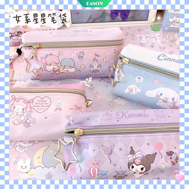 Sanrio Túi Đựng Bút Chì Hai Ngăn Có Khóa Kéo In Hình Hello Kitty My Melody Dễ Thương Sức Chứa Lớn Cho Nữ