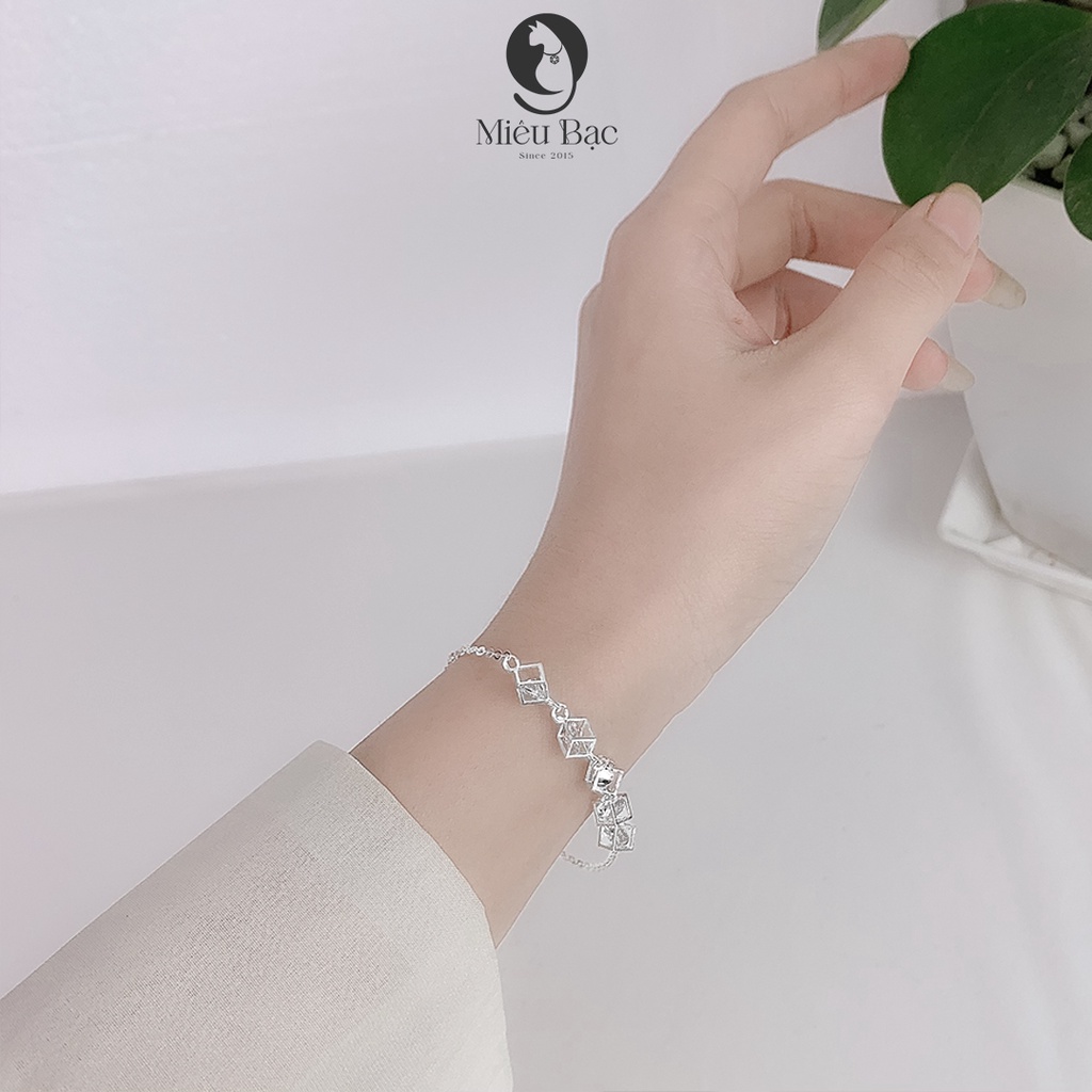 Lắc tay bạc nữ Miêu Bạc năm khối lập phương chất liệu bạc s925 thời trang phụ kiện trang sức L400024