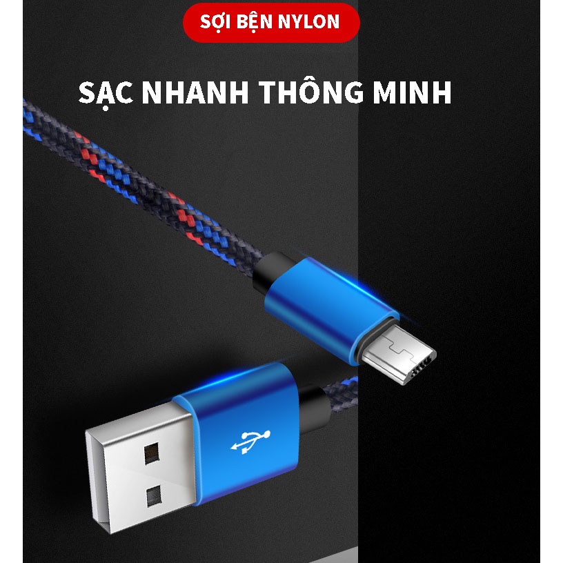 Dây Cáp Sạc Thích hợp cho Android V8 iphone hợp kim nhôm bện nylon type-C là 2A điện thoại di động Pin Dự Phòng Tai nghe