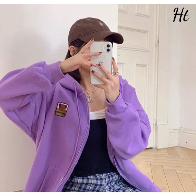 Áo khoá lô gô gấu nâu HT11