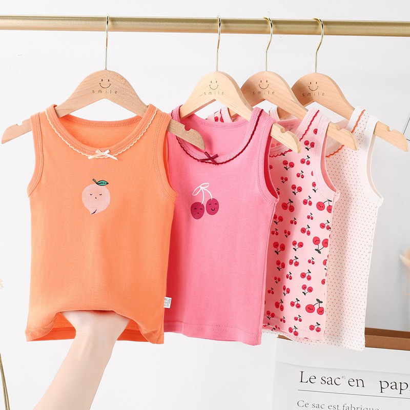 Áo Thun Ba Lỗ Vải Cotton Thời Trang Mùa Hè Cho Bé Gái 100-160cm
