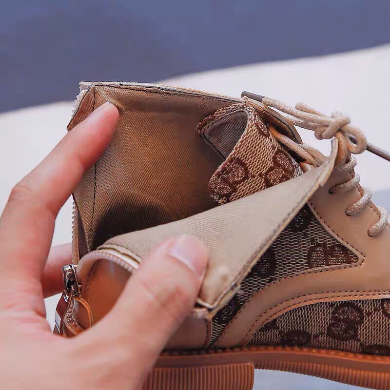 Giày bốt cao cổ bé - Bốt GD  khóa kéo sau sành điệu phong cách Hàn Quốc cho bé size 26-36  PL2021- 515