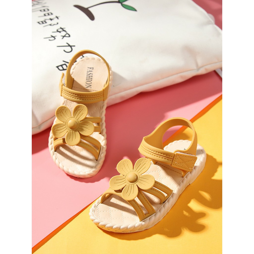 [Free ship] dép sandal đính hoa đế gấu cực dễ thương dành cho bé gái từ 2- 13 tuổi mới