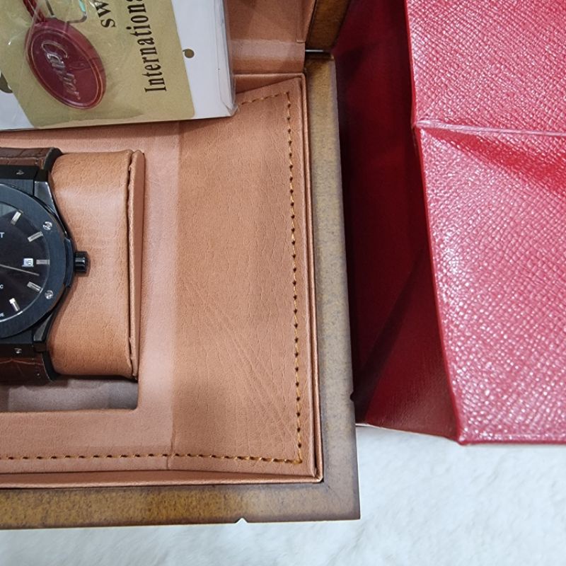 Hộp Box Đựng Đồng Hồ Cartier Bằng Gỗ Nâu, Kích thước To, Đầy Đủ Phụ Kiện