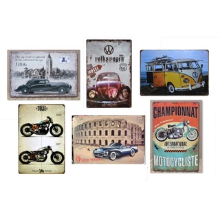 20x30cm Tranh thiếc, tranh sắt chủ đề xe ô tô, xe mô tô trang trí treo tường phong cách vintage, retro (phần 1)