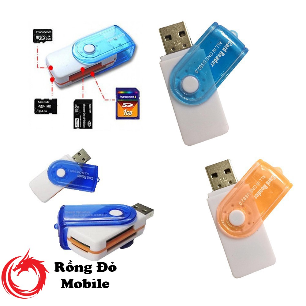 Đầu đọc thẻ đa năng nhỏ gọn tiện lợi hỗ trợ nhiều loại thẻ nhớ cổng USB 2.0