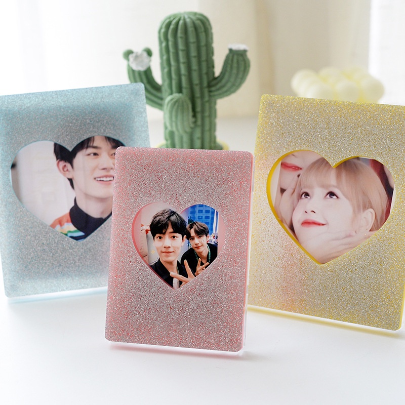 Giá Đỡ Ảnh 3inch 4inch Từ Tính Bằng Acrylic Hình Trái Tim Để Bàn Trang Trí