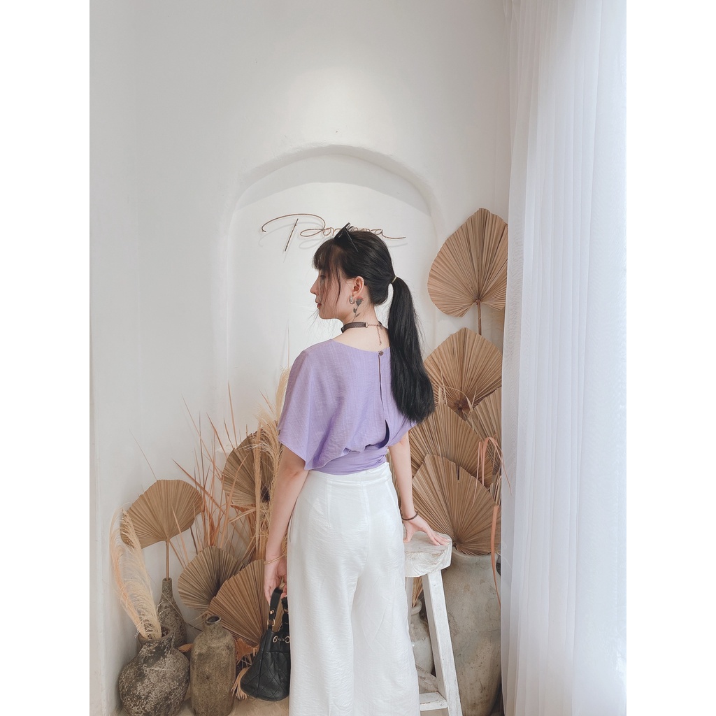 Áo Tay Cánh Dơi Thắt Nơ Eo Tím Hot Trend- HOO DESIGN