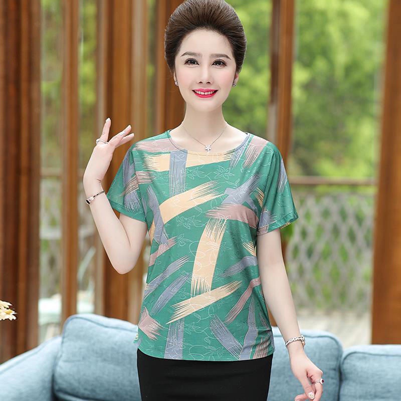 Áo Thun Tay Ngắn Cổ Tròn Thời Trang Cho Phụ Nữ Trung Niên