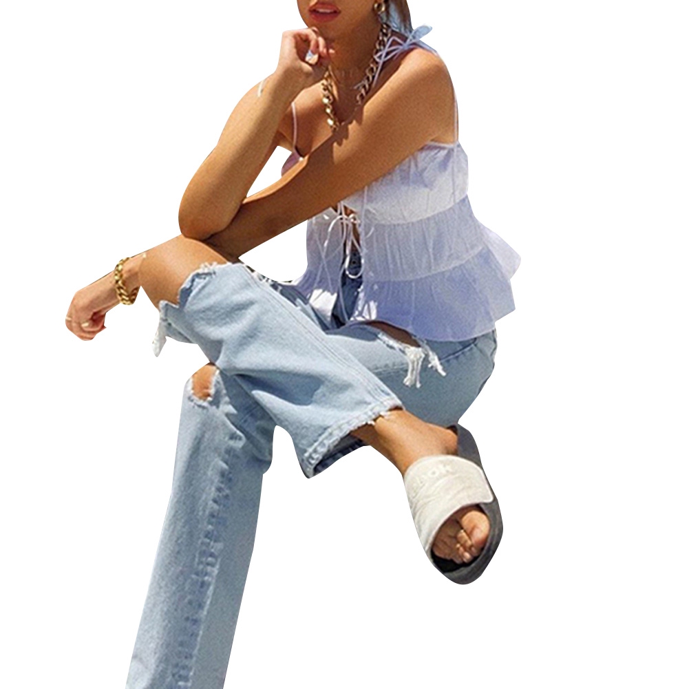 Áo Hai Dây Cổ Vuông Màu Trơn Thời Trang Mùa Hè Dành Cho Nữ