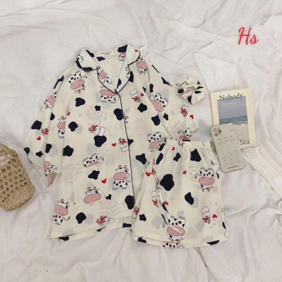 Đồ Bộ Pijama 🦋 Bộ Pijama Nữ Cộc Tay In Hình 5D 🦋 Mềm Mịn Mặc Vô Cùng Thoải Mái | BigBuy360 - bigbuy360.vn